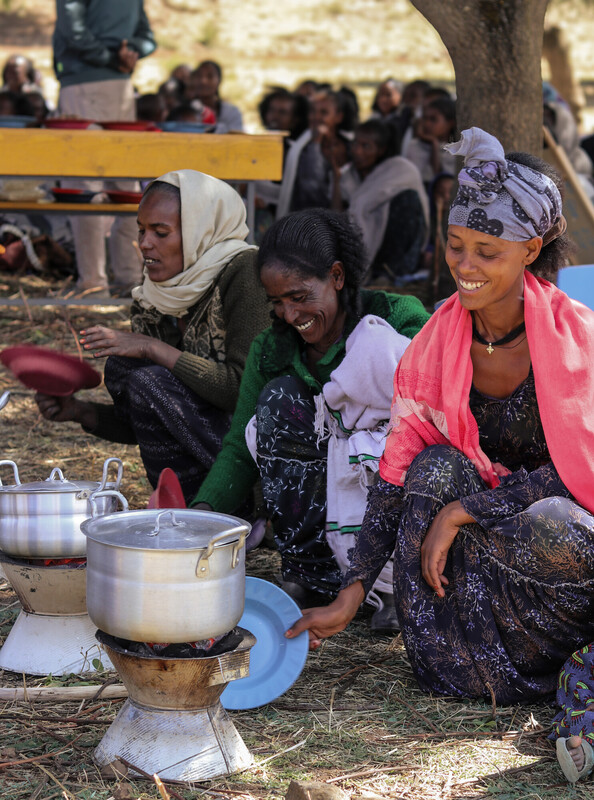Women take part in a community cooking demonstration in Ethiopia