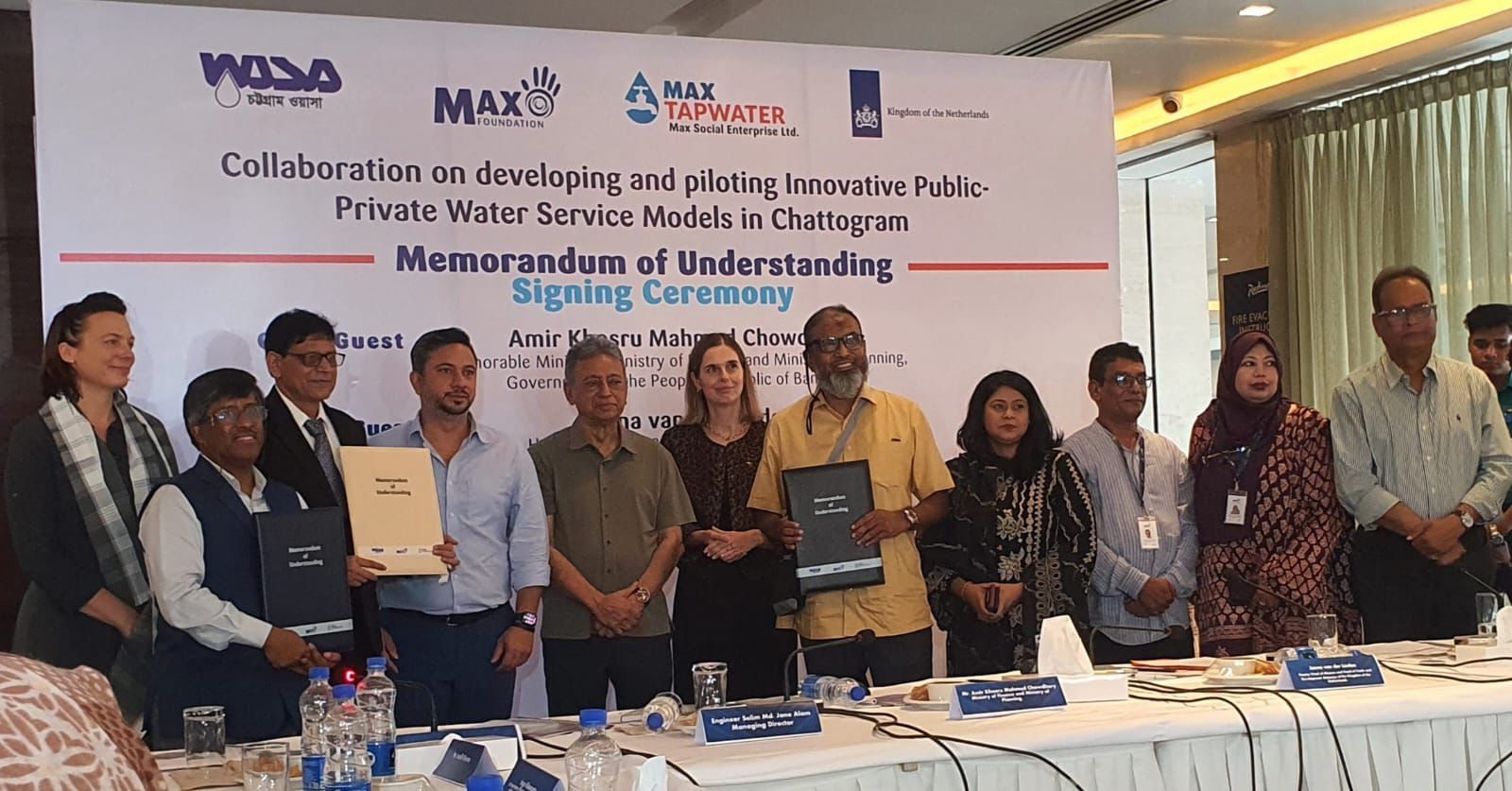 Representatives of Chattogram WASA, Max Foundation Bangladesh and Max Social Enterprise Ltd. at the MoU signing ceremony in Chattogram